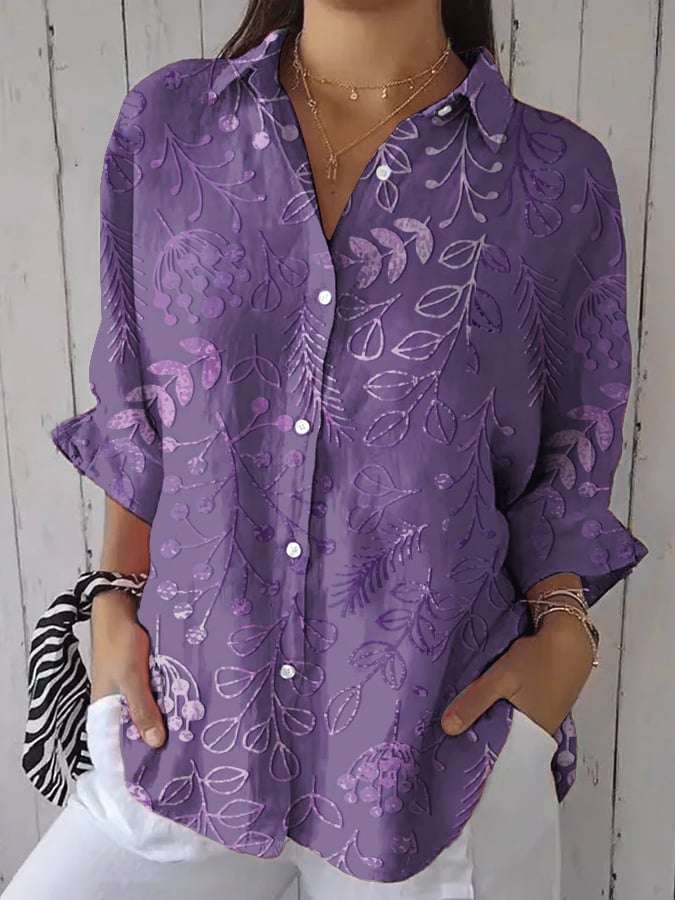 Women's Purple Art Floral T-Shirt