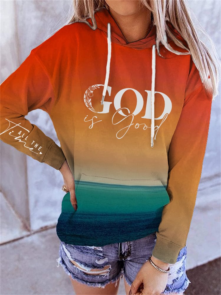 Women's Casual Fashion Faith Gradient Hoodie