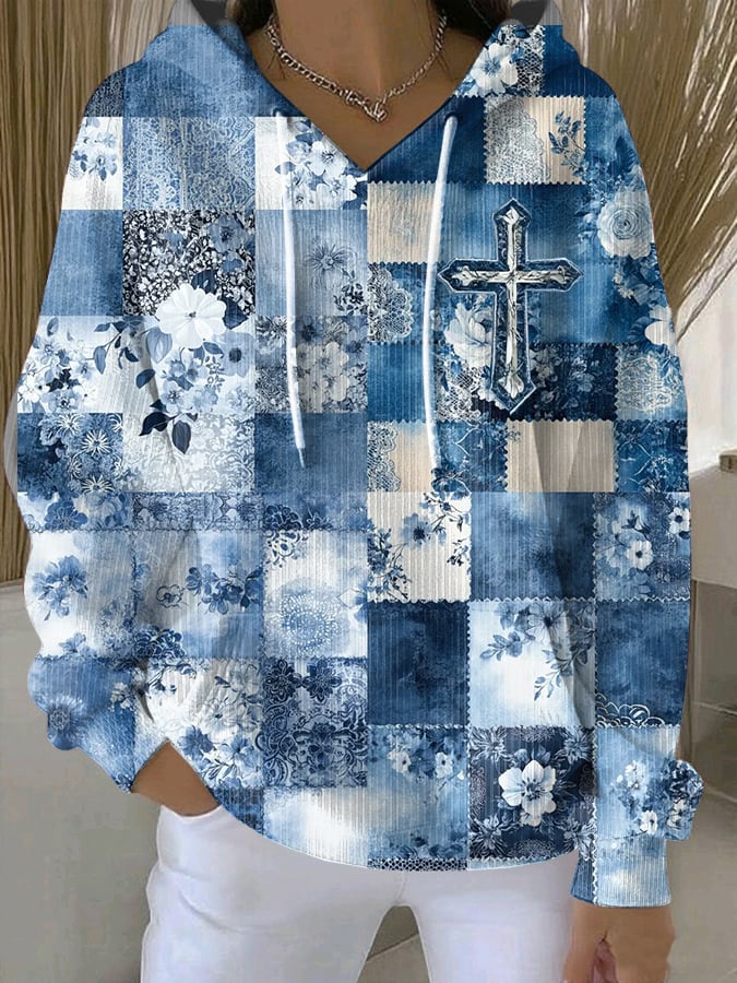Women's Floral Faith Art Print Hoodie