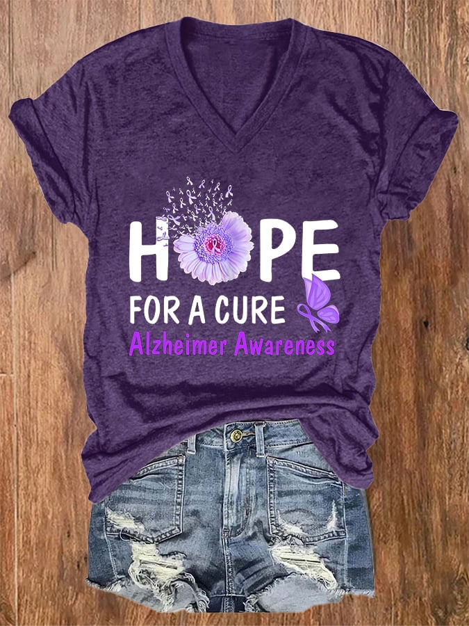 Women's Hope For A Cure Alzheimer's Awareness Print T-shirt