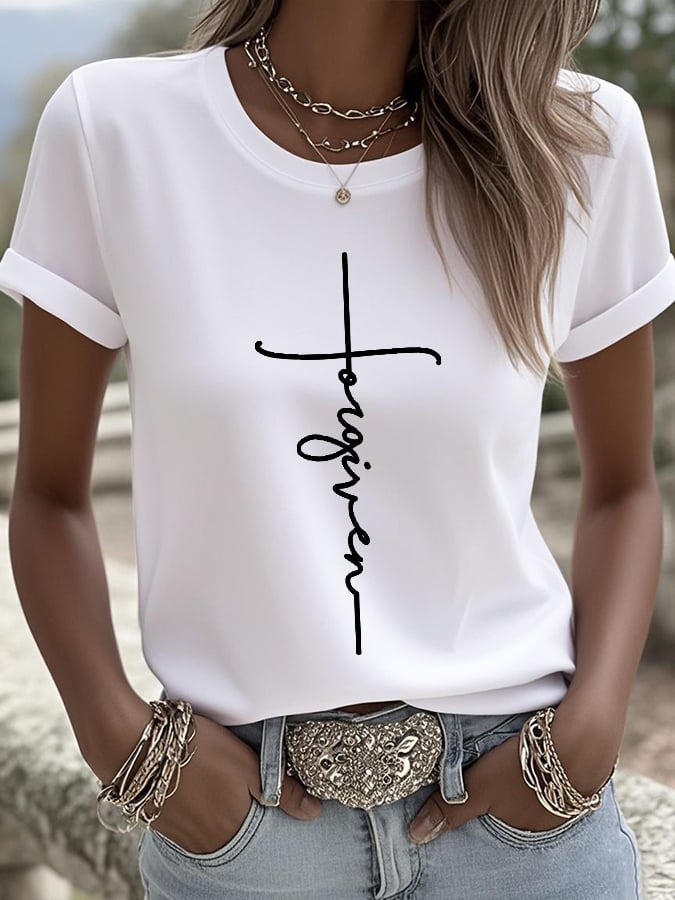 Women's Retro Forgiveness Faith Print T-Shirt