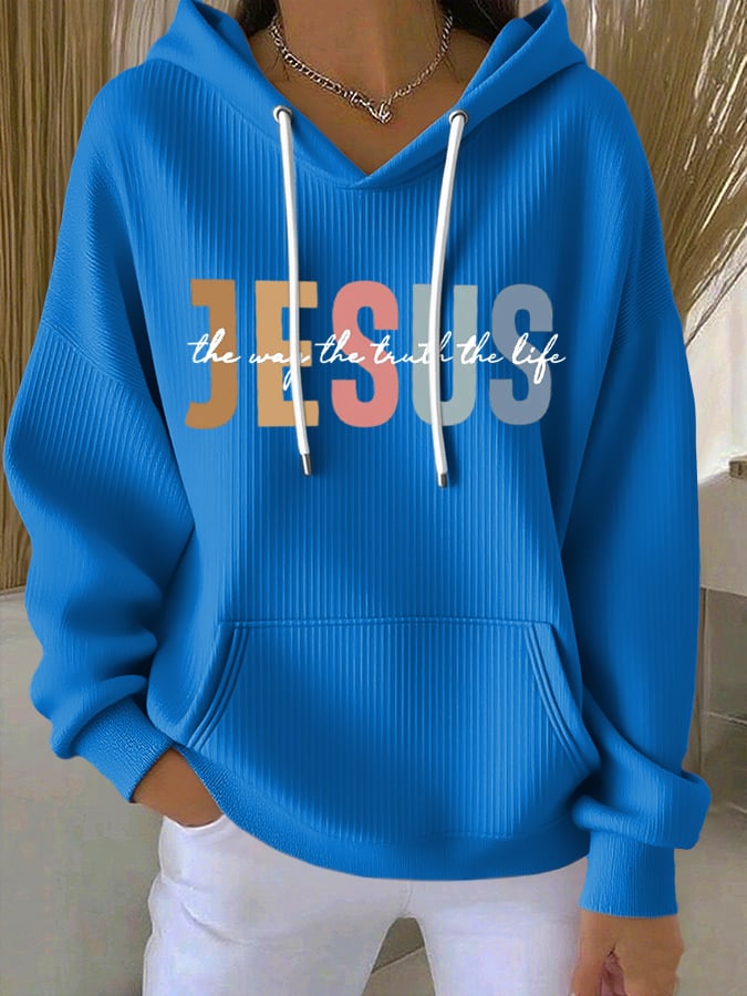 Women's Casual Faith Ribbed Hoodie