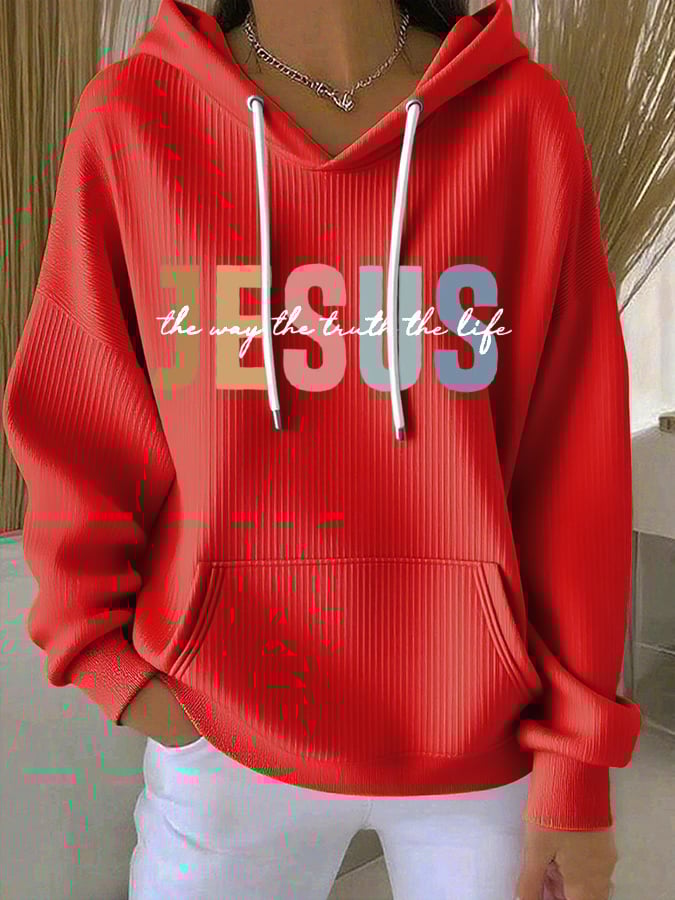 Women's Casual Faith Ribbed Hoodie