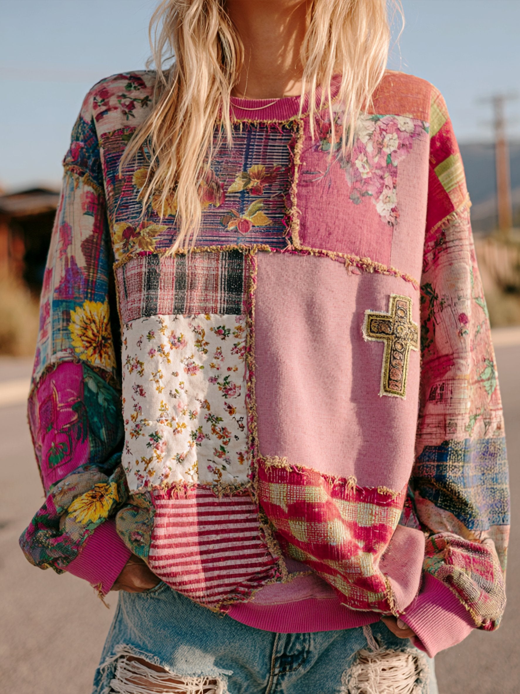 Women's Vintage Casual Floral Art Sweatshirt