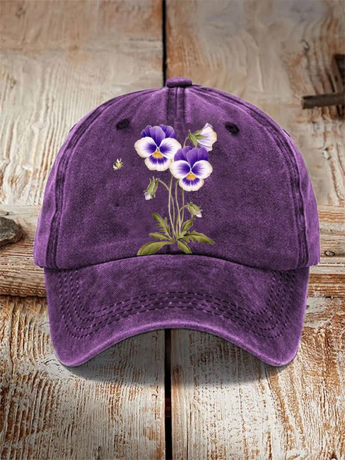 Unisex Distressed Washed Cotton Alzheimer's Awareness Printed Hat