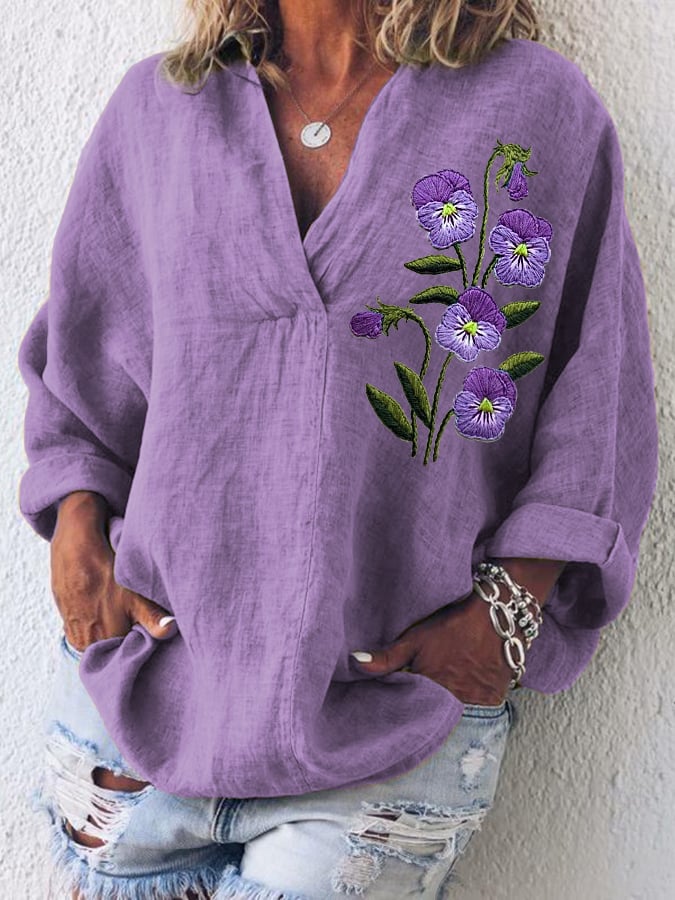 Women's Purple Flower Alzheimer's Awareness Support Shirt