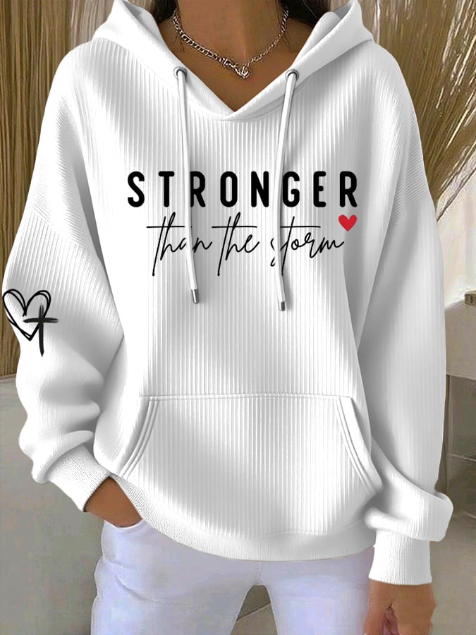Women's Faith Print Casual Hooded Sweatshirt
