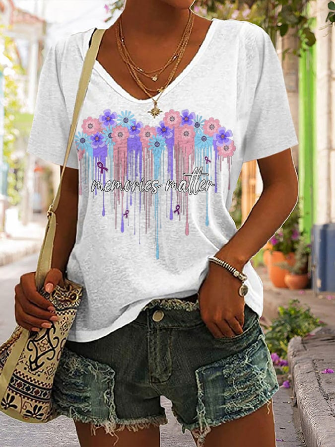 Alzheimer's Awareness Memcries Matter Print Short Sleeve T-Shirt