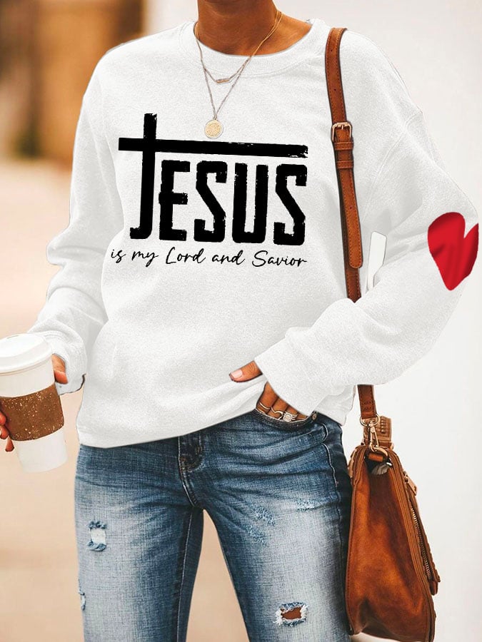 Women'S Jesus Is My Lord And Savior Print Sweatshirt