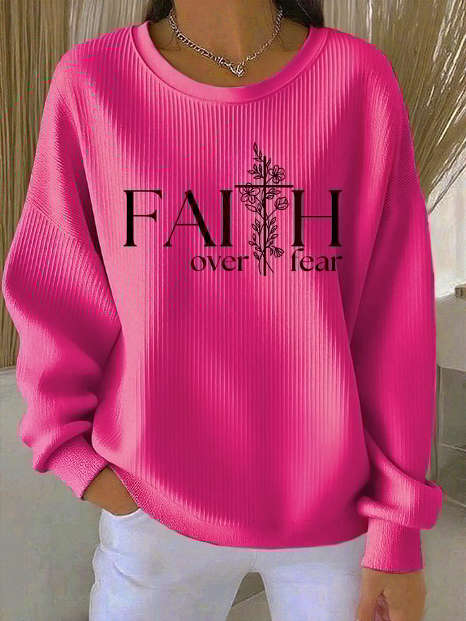 Women's casual faith-overcomes-fear sweatshirt