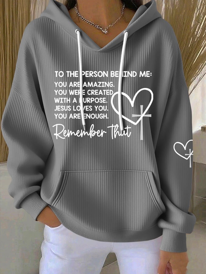 Women's Dear Person Behind Me Christian Print Casual Hoodie