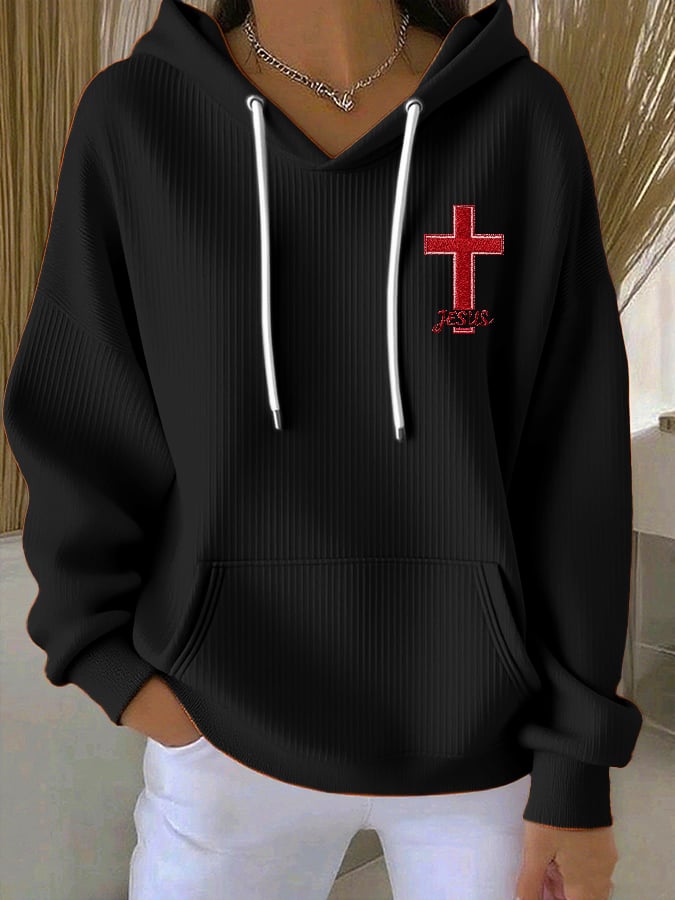Women's Casual Faith Cross Jesus Hooded Sweatshirt