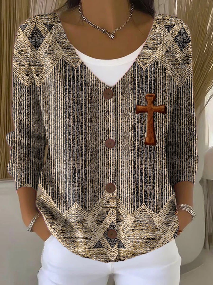 Women's Faith Art Print Cardigan