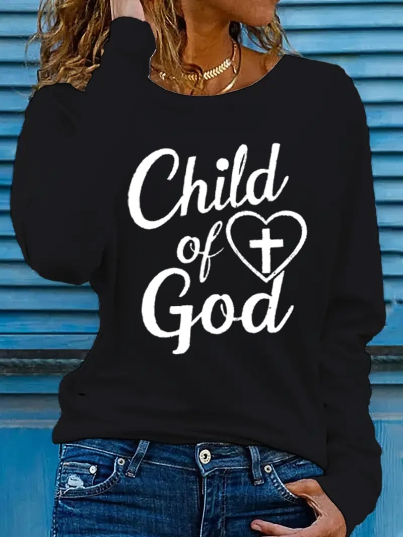 Women's Child Of God Cross Printed Long Sleeve T-Shirt