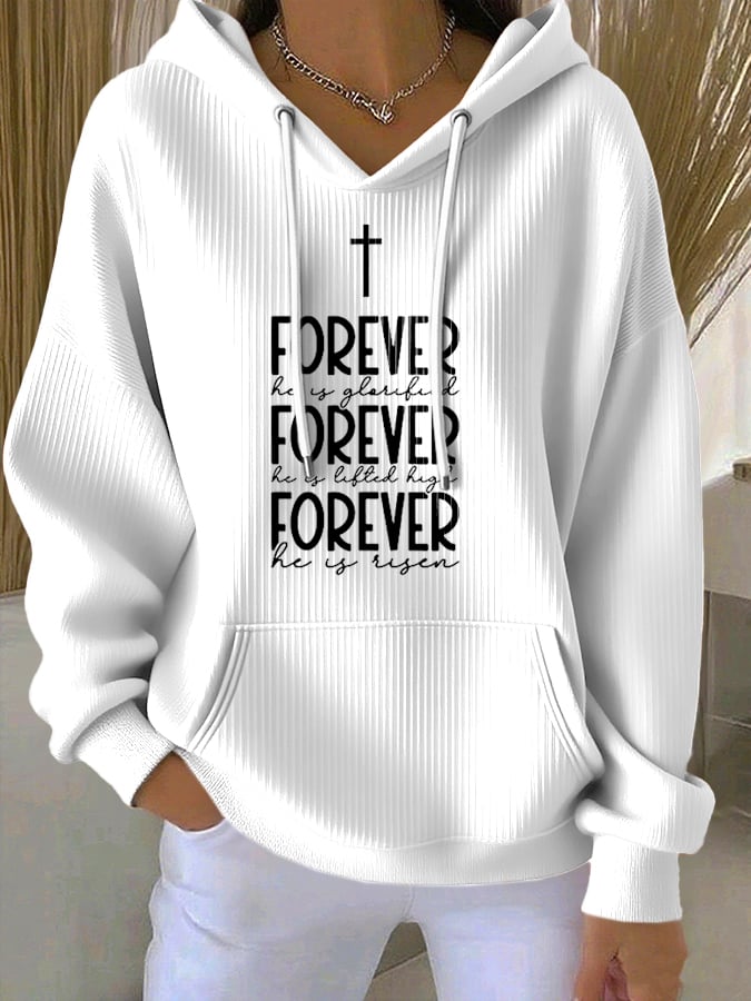 Women's Faith Print Casual Hoodie