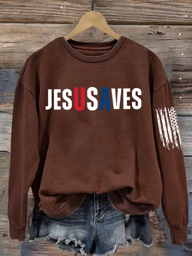 Women's Fall American Jesus Casual Crew Neck Top