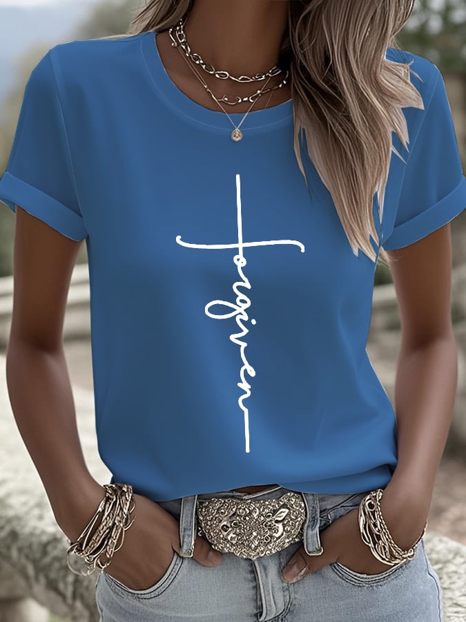 Women's Retro Forgiveness Faith Print T-Shirt