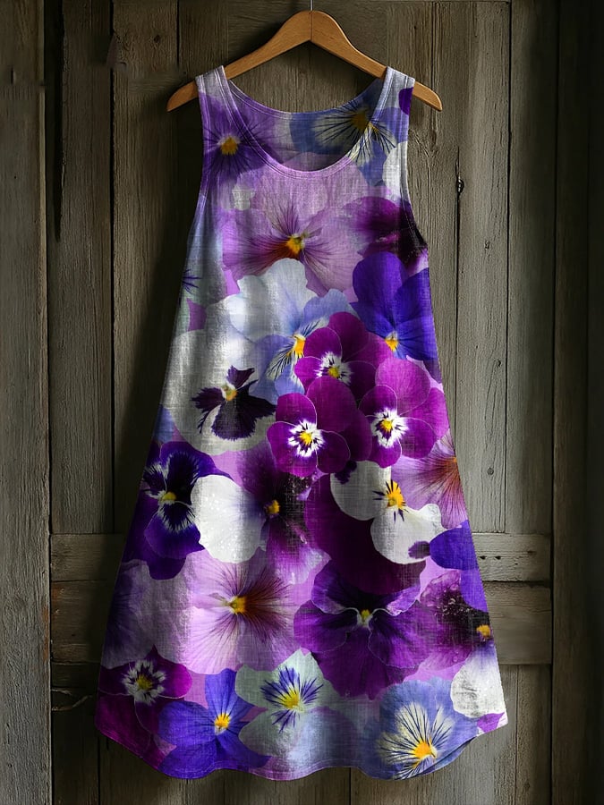 Women's Alzheimer's Awareness Floral Print Linen Blend Tank Top