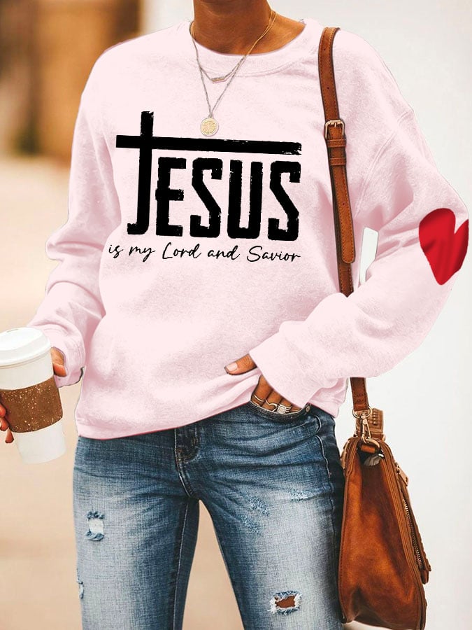 Women'S Jesus Is My Lord And Savior Print Sweatshirt