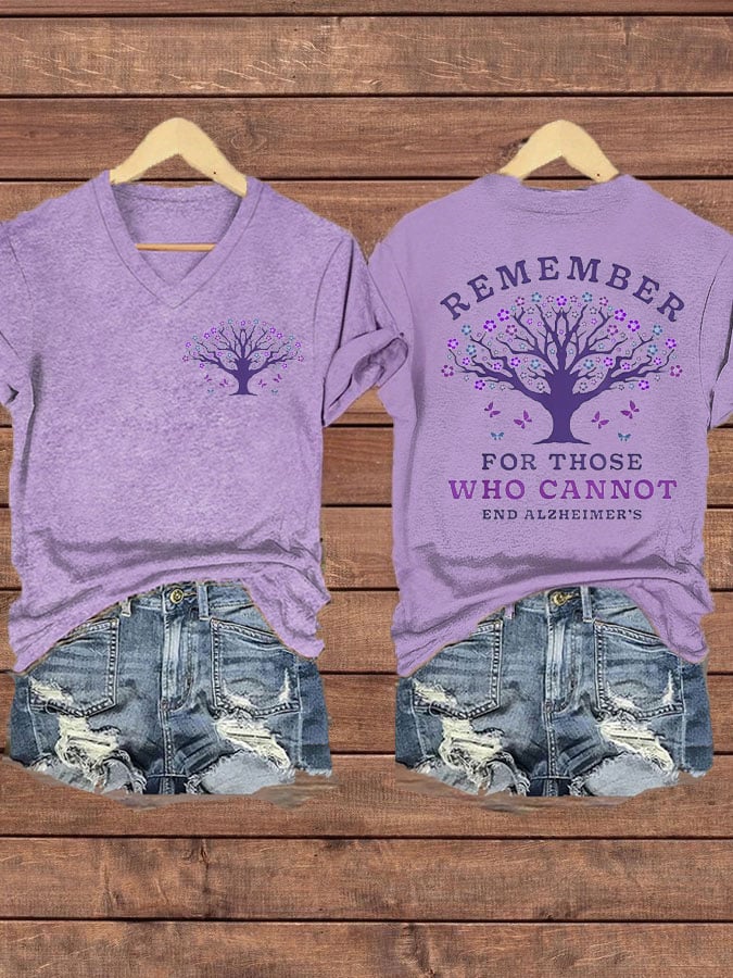 Women's  Floral Dementia Alzheimer's Disease Awareness Remeber For Those Who Cannot Print T-Shirt