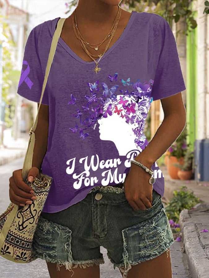 Women's Alzheimer's Awareness Print Crew Neck T-Shirt