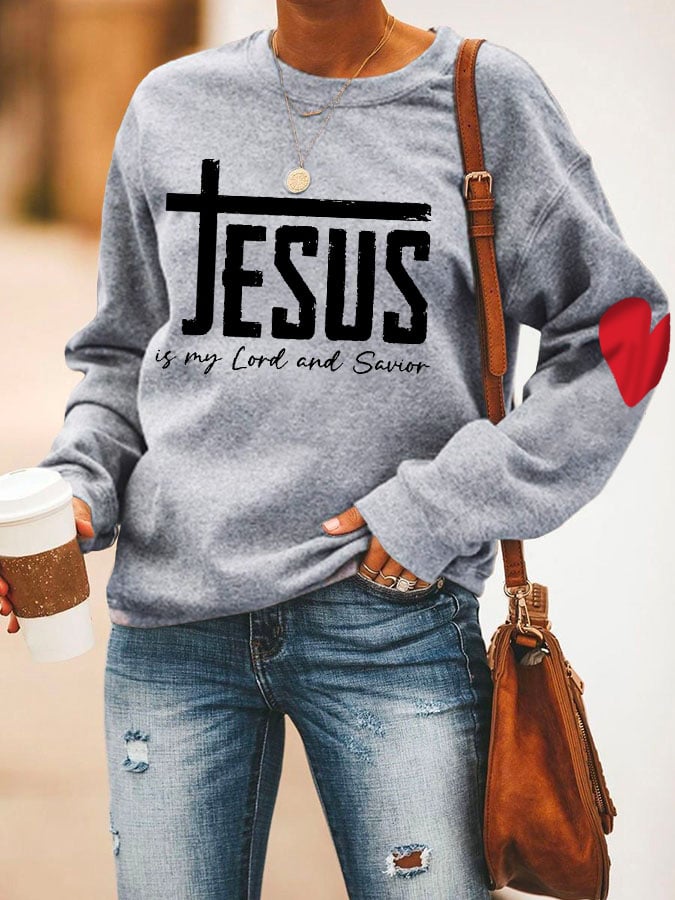 Women'S Jesus Is My Lord And Savior Print Sweatshirt
