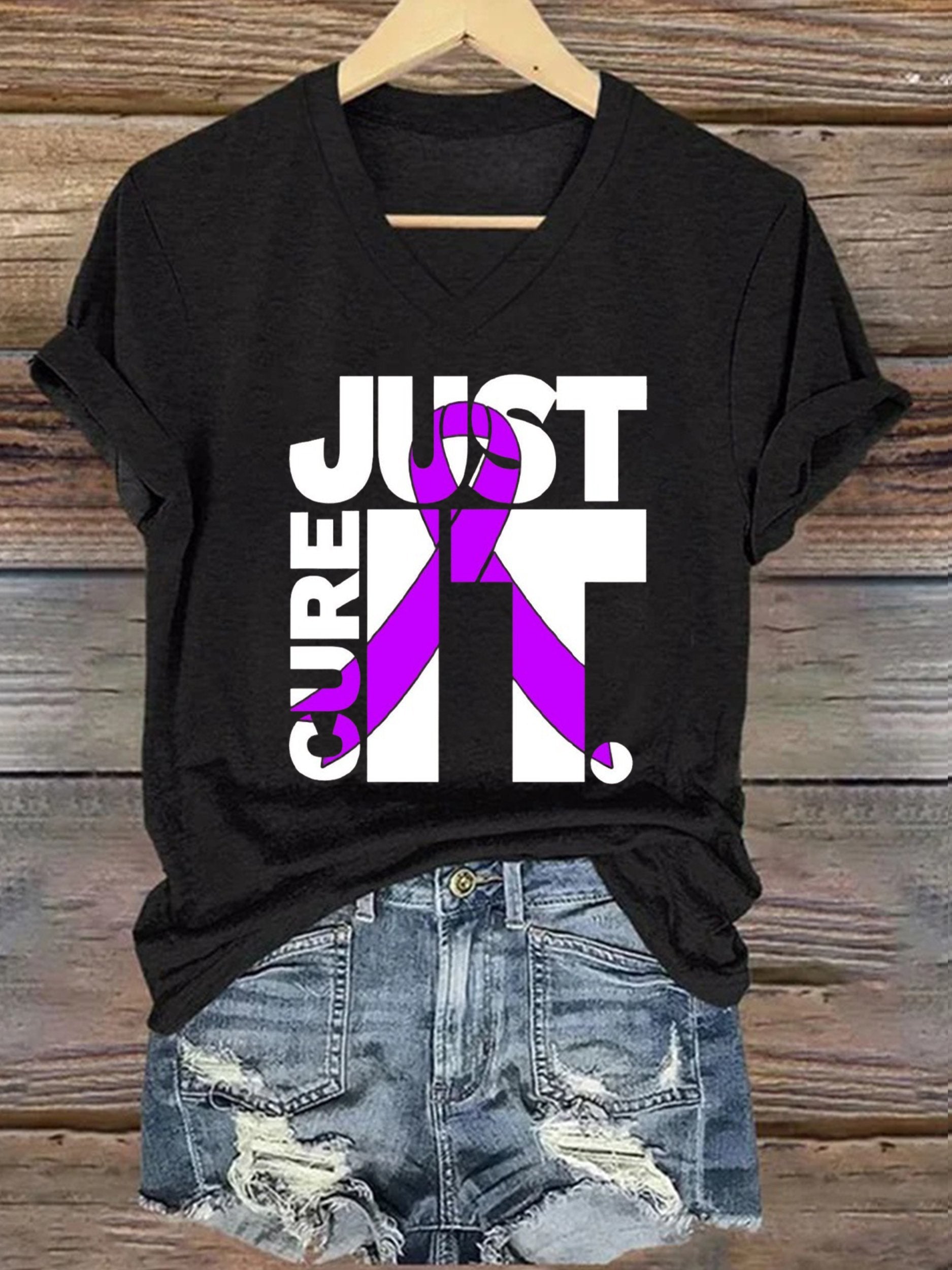 Women's Just Cure It Alzheimer's disease Printed Short-Sleeved T-Shirt