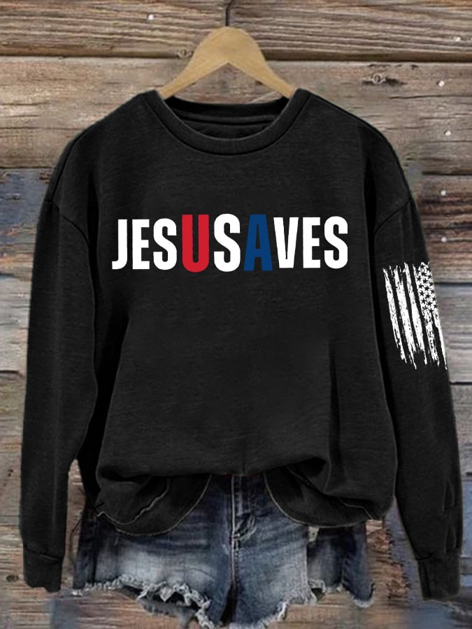 Women's Fall American Jesus Casual Crew Neck Top