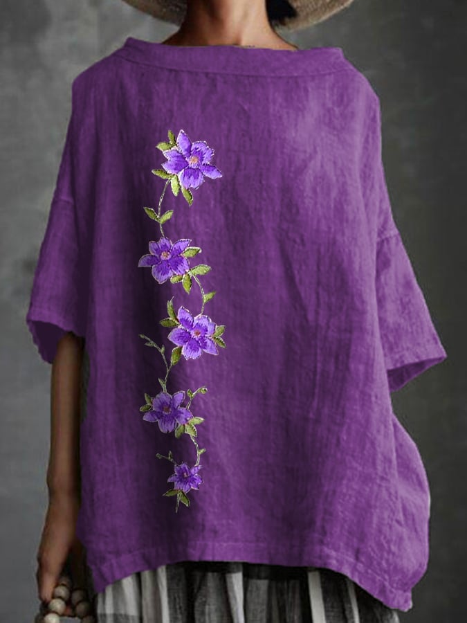 Women's Purple Flower Alzheimer's Awareness Support Shirt