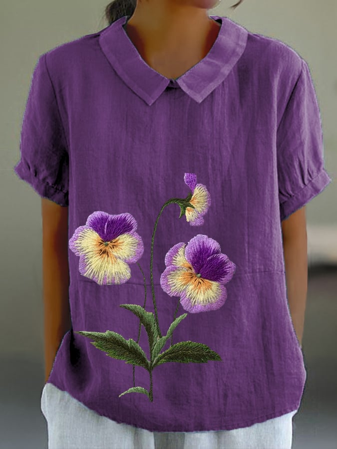 Women's Alzheimer'S Awareness Purple Flower Print  Casual Tops