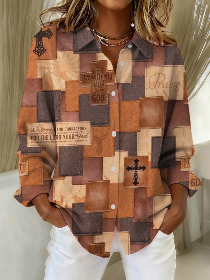 Women's Faith Art Print Linen Top