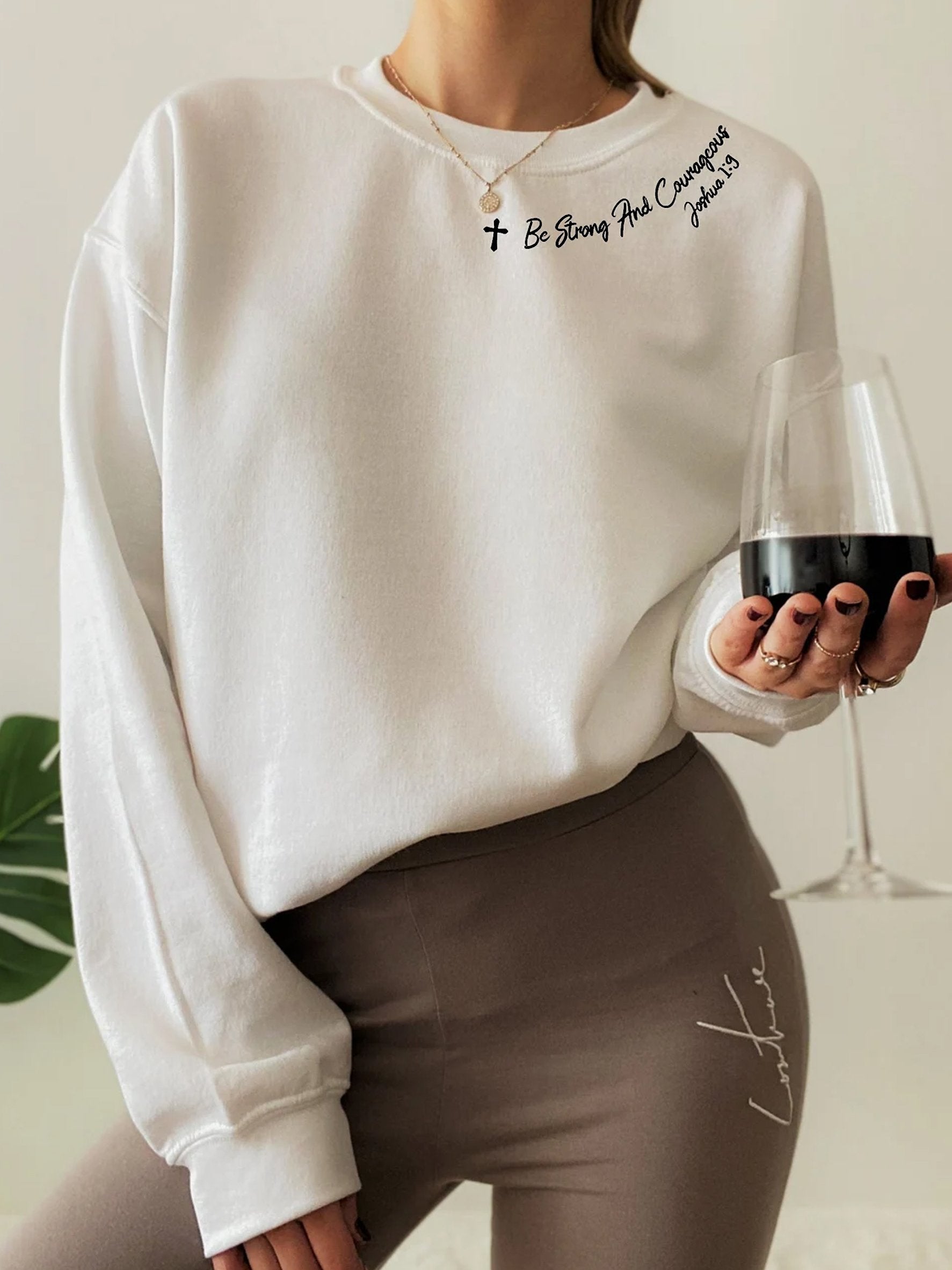 Women's Christian Strong and Brave Crew Neck Sweatshirt