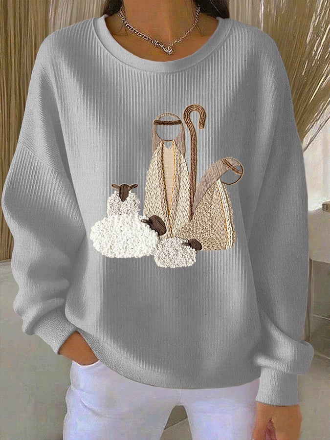 Women's Nativity Print Casual Sweatshirt