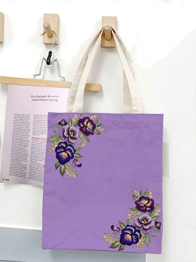 Alzheimer's Purple Floral Canvas Bag