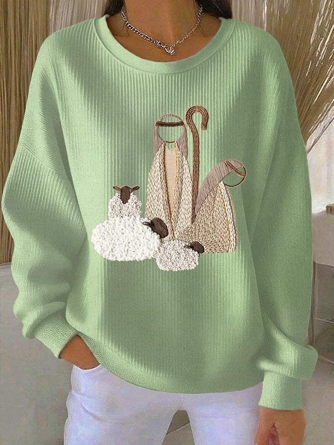 Women's Nativity Print Casual Sweatshirt