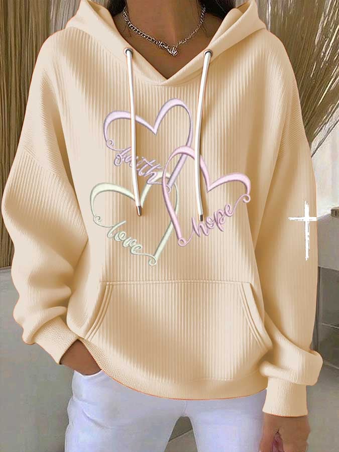 Women's Faith Print Casual Hooded Sweatshirt