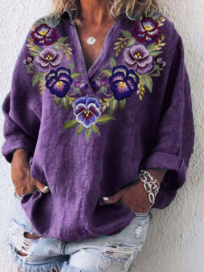 Women's Alzheimer's Purple Floral Casual Shirt