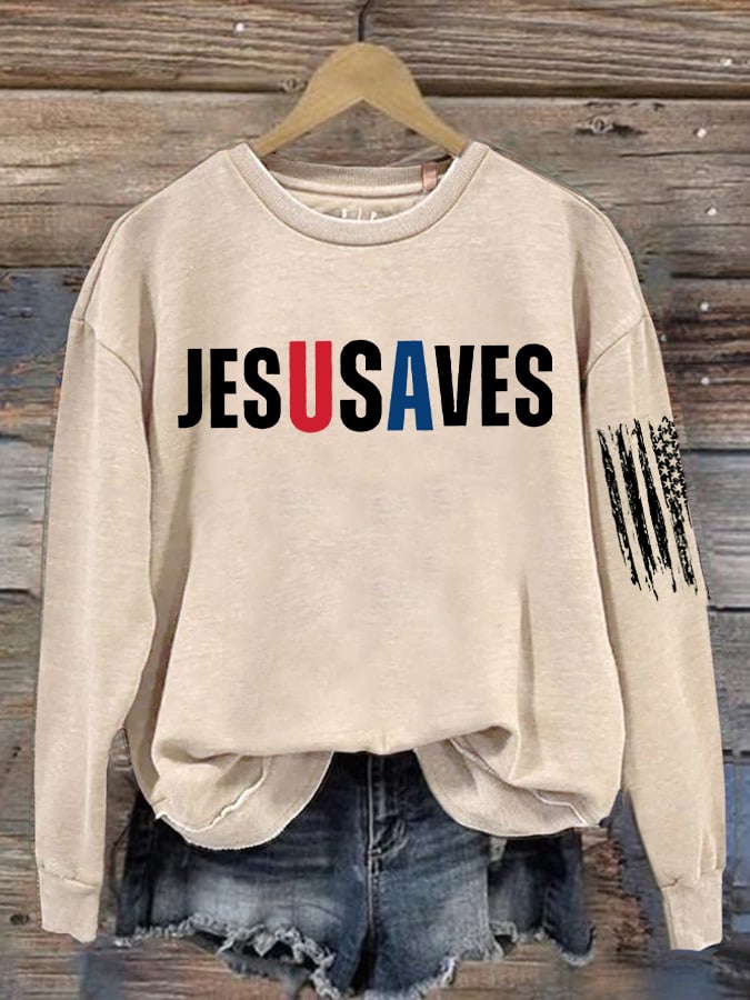 Women's Fall American Jesus Casual Crew Neck Top