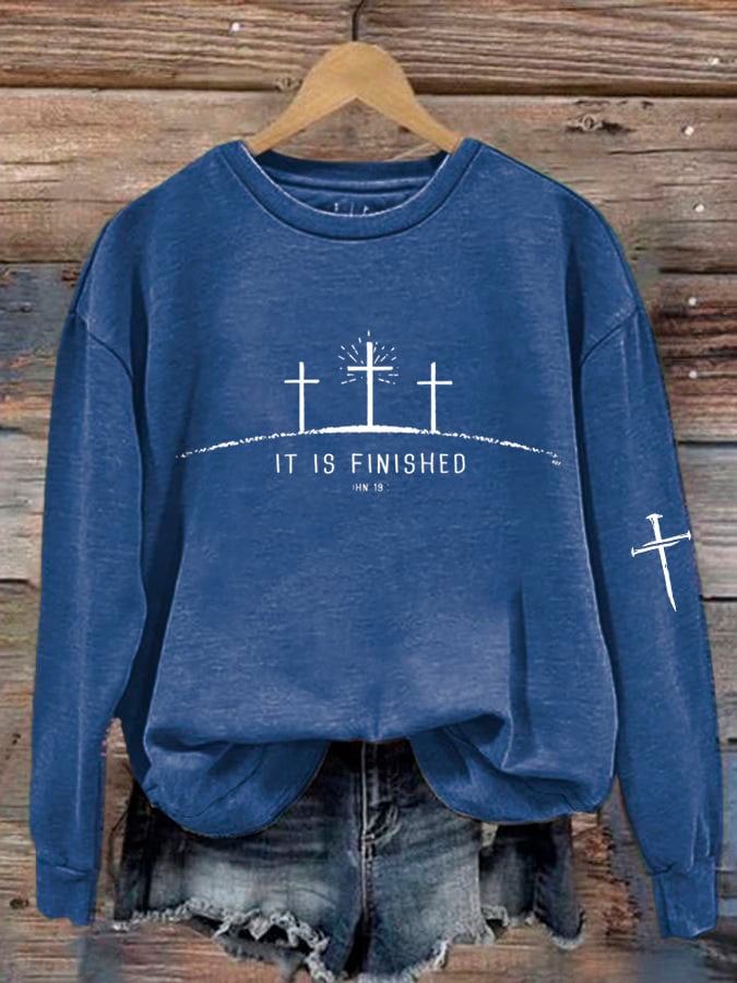 Women'S It Is Finished Print Sweatshirt