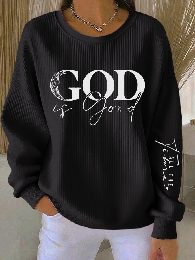 Women's Casual Faith Textured Sweatshirt