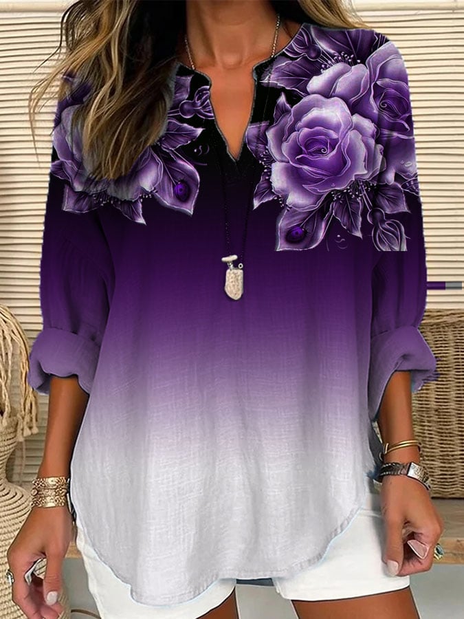 Women's Floral Dementia Alzheimer's Disease Awareness Support Shirt