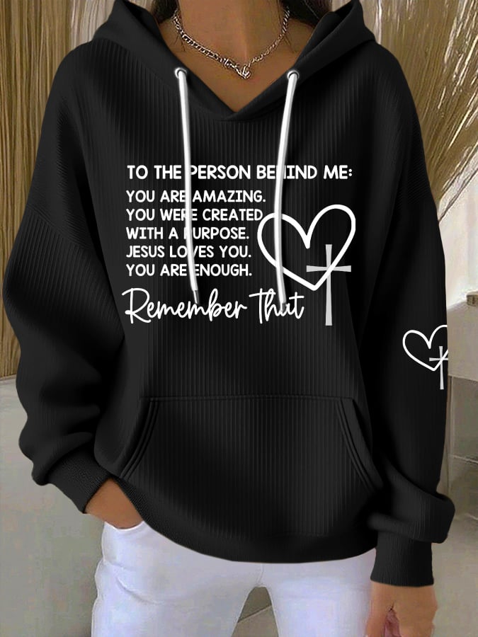 Women's Dear Person Behind Me Christian Print Casual Hoodie