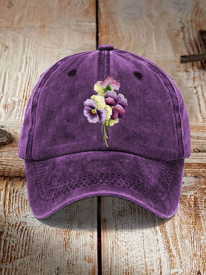 Unisex Distressed Washed Cotton Alzheimer's Awareness Printed Hat