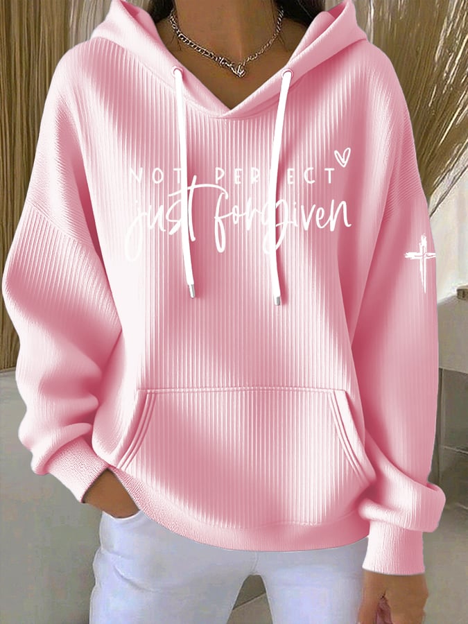 Women's Faith Not Perfect Just Forgiven Print Hoodie
