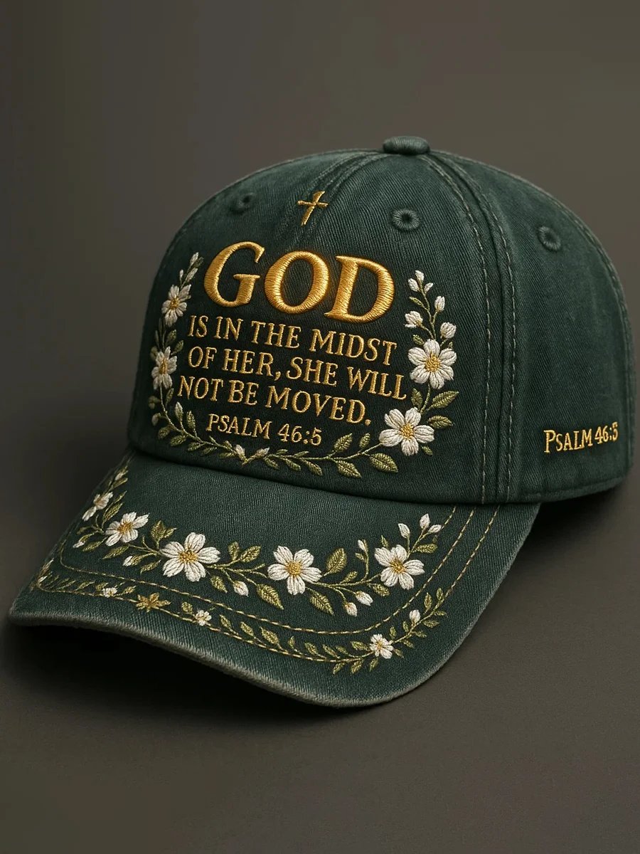 God Is In Her, She Will Not Be Shaken Faith Art Print Hat