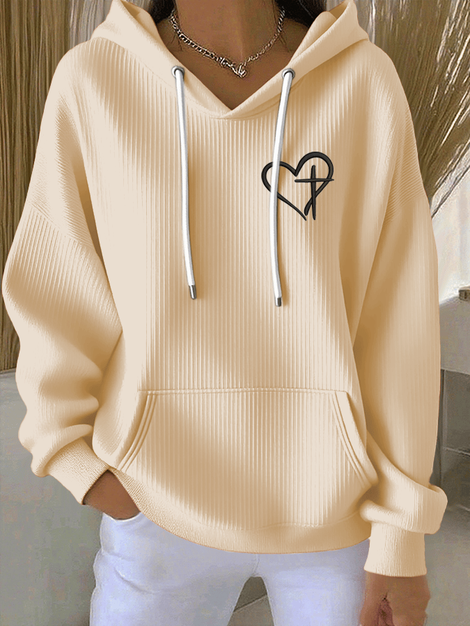 Women's Faith Print Casual Hooded Sweatshirt