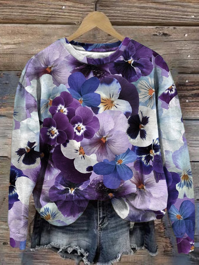 Women's Casual Floral Print Long Sleeve Sweatshirt