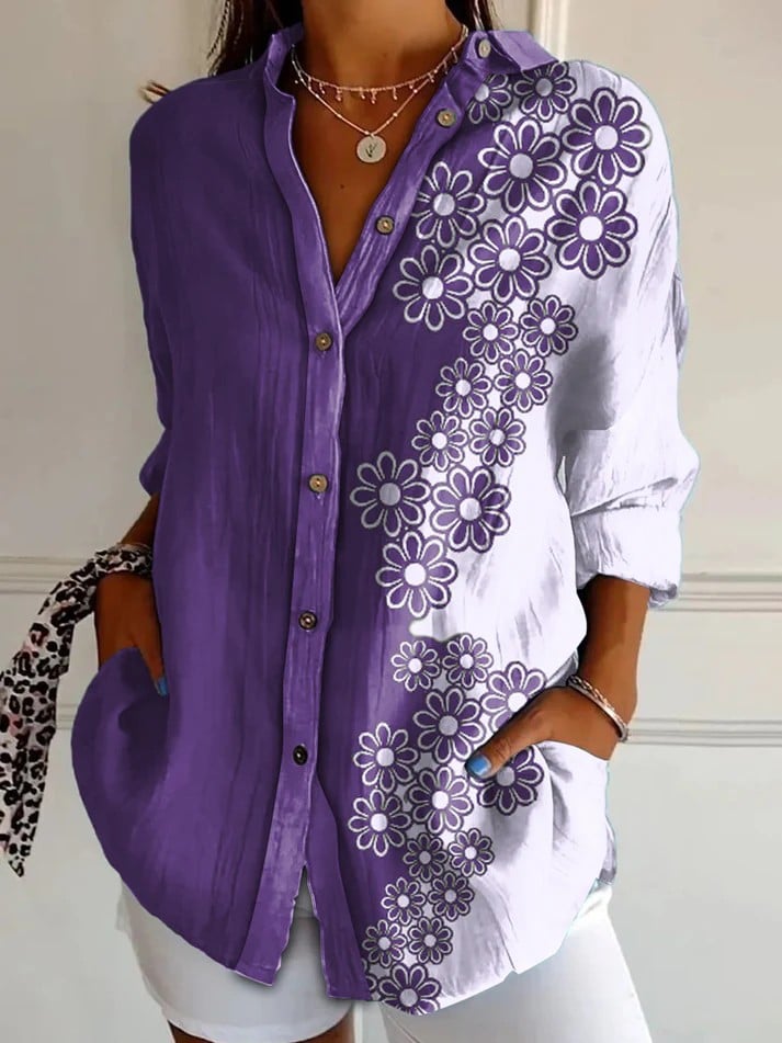 Women's Alzheimer's Awareness Purple Flower Blouse