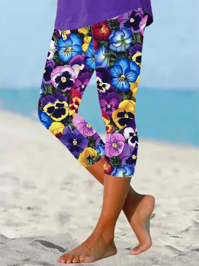 Women's Alzheimer's Forget-Not Floral Design Printed Leggings