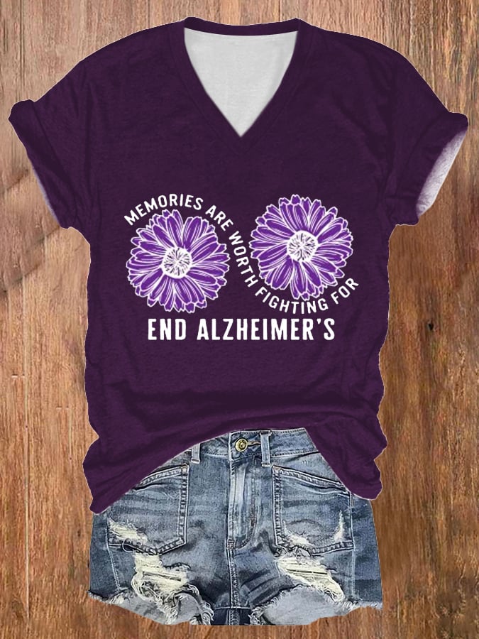 Women's  Alzheimers Awareness Print T-Shirt